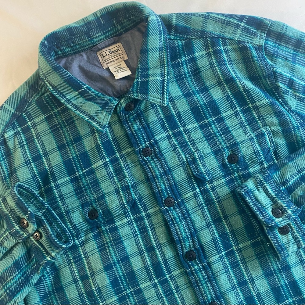 LL Bean Blanket Shirt Shacket Men XLT Thick Plaid Twill Button Up Flannel